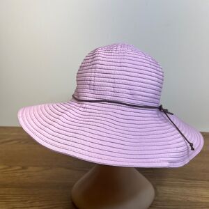 Peter Grimm Women’s Purple Straw Hat Wide Brim Packable Beach Sun
